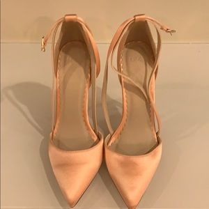 ASOS Blush Satin Heels with Strap